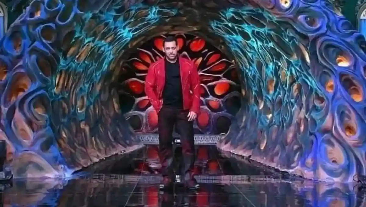 Salman Khan wearing a bright red jacket