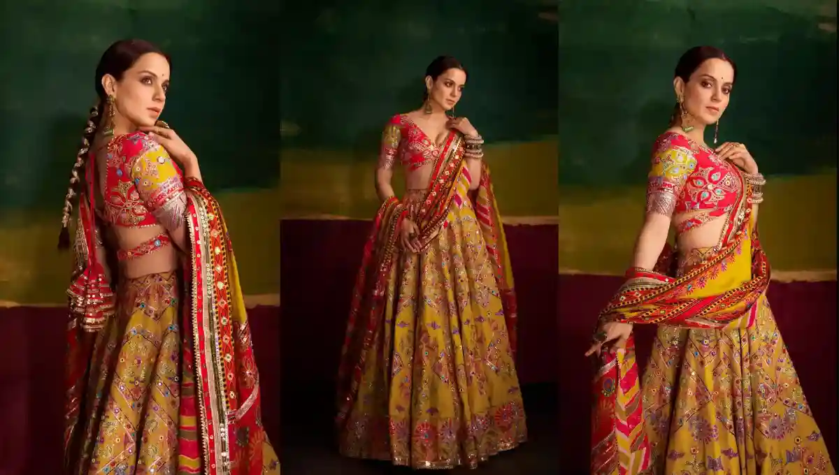 Kangana Ranaut wore a lehenga-choli on Garba night