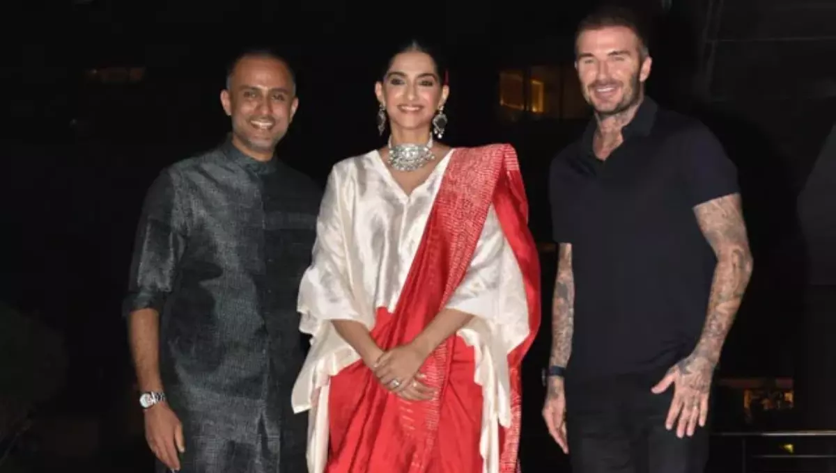 David Beckham is welcomed with a party hosted by Sonam Kapoor and Anand Ahuja